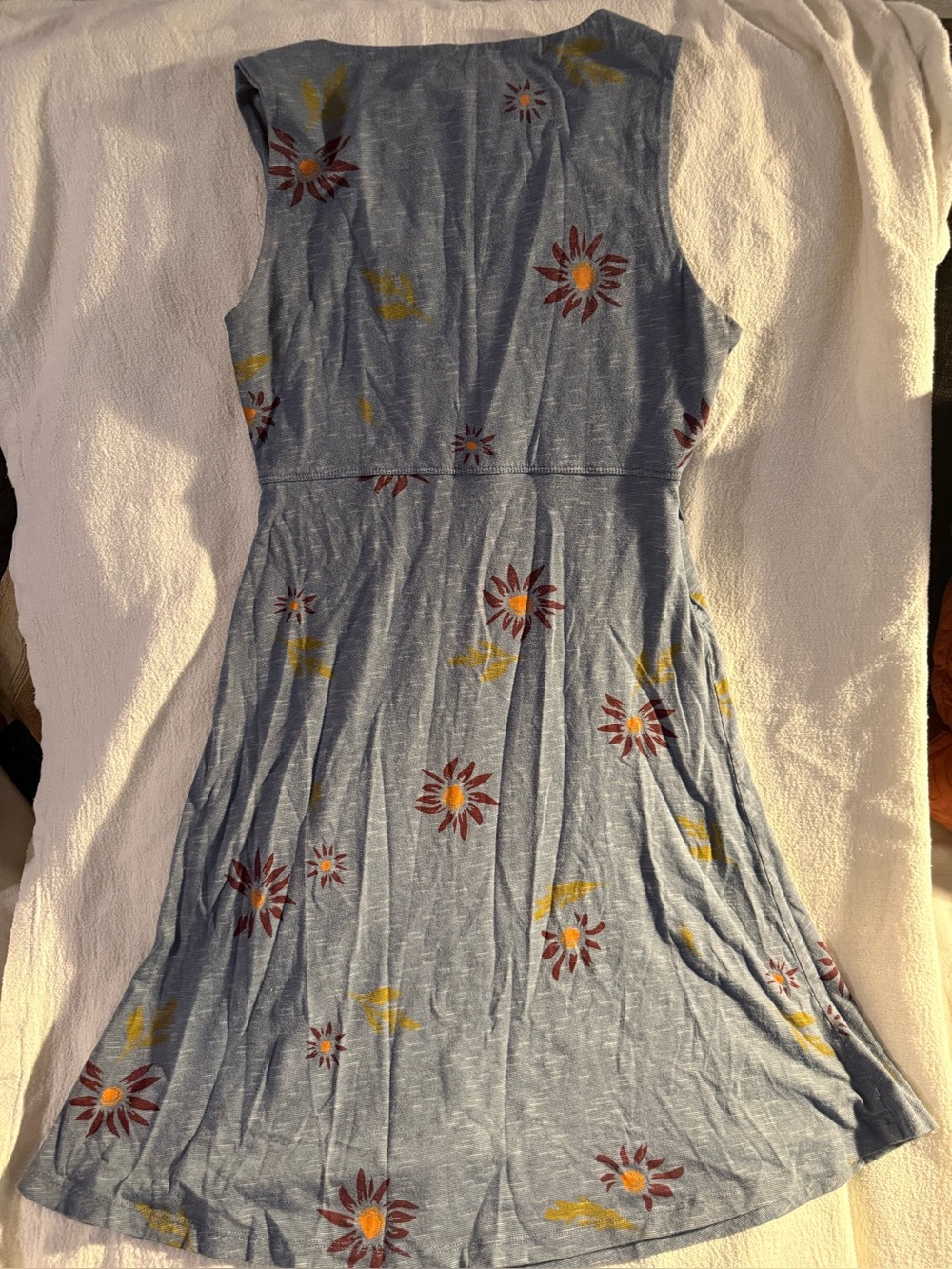 Toad&Co Blue Floral Sunflower Print A-Line Dress